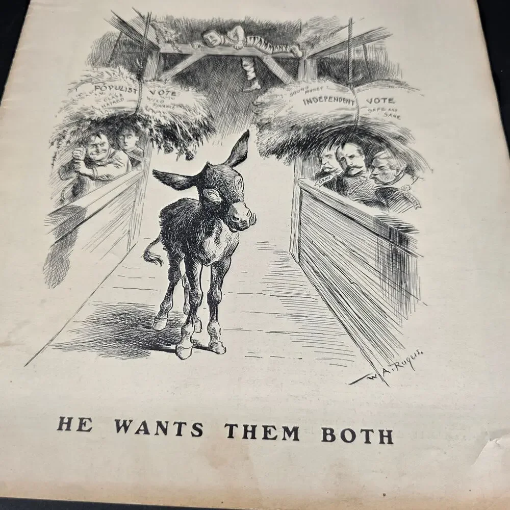 Harper's Weekly June 11 1904 Political Cartoon He Wants Them Both W.A. Rogers